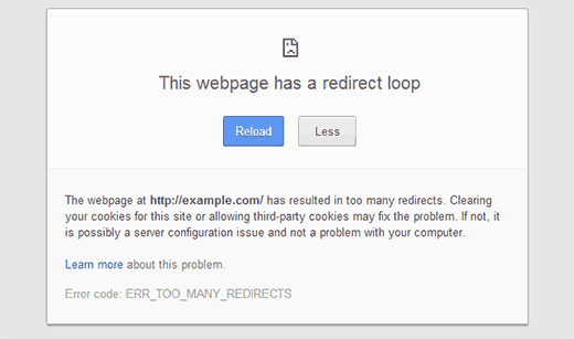 too many redirects