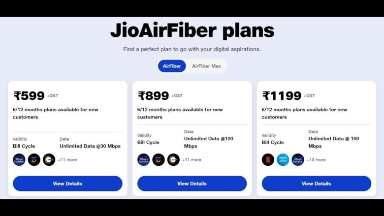 Jio AirFiber Plans