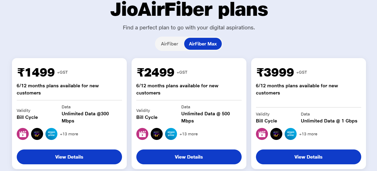 Jio AirFiber Plans